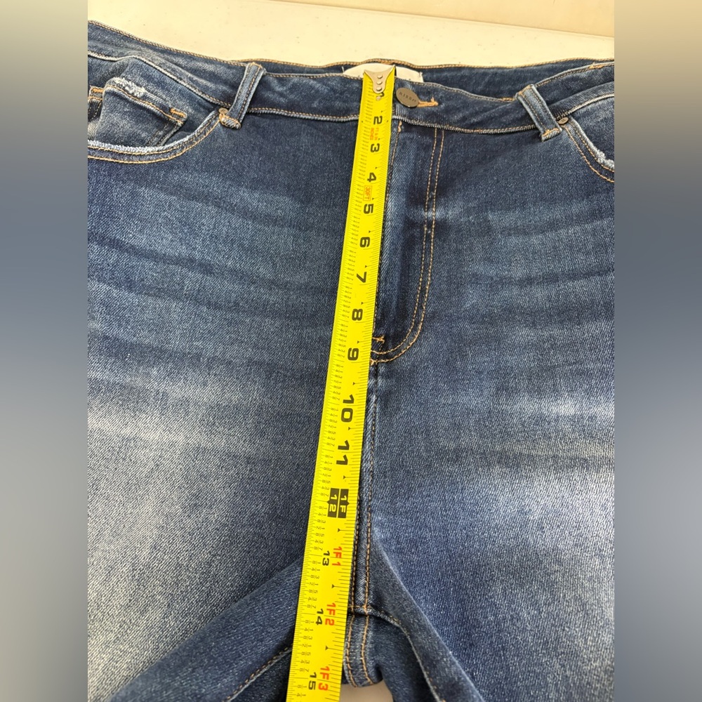 Risen plus size High Rise Raw Hem‎ High Rise Distressed Jeans NWT RDP5479X 608 - Picture 7 of 11